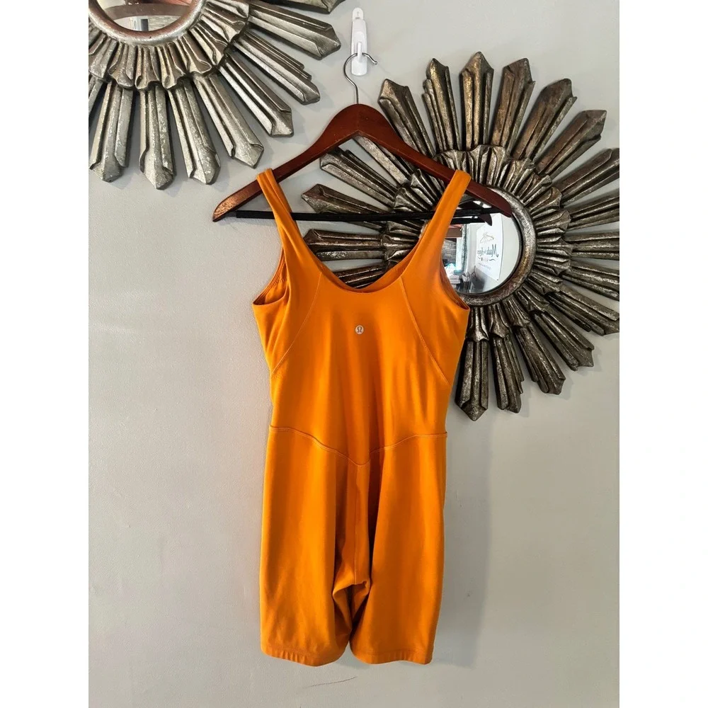 Lululemon Align‎ Bodysuit Shorts Romper Orange Yoga Pilates Athleisure 4